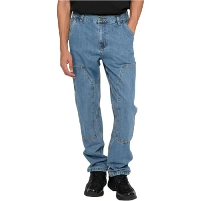 Abbildung von Urban Classics Double KNEE Jeans Straight Leg, Herren, Größe: 38, Washed