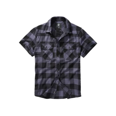 Abbildung von Brandit Checkshirthalfsleeve Hemd, Herren, Größe: 7XL, Blackgrey