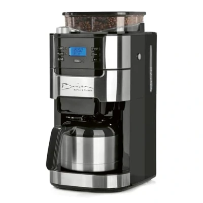 Abbildung von Barista Filterkaffeemaschine mit verstellbarem Mahlwerk &amp; Thermokanne Warmhaltefunktion, 24h Timer Permanentfilter für 10 Tassen Kaffee Kaffeemaschine Bohnen Pulver [Edelstahl]