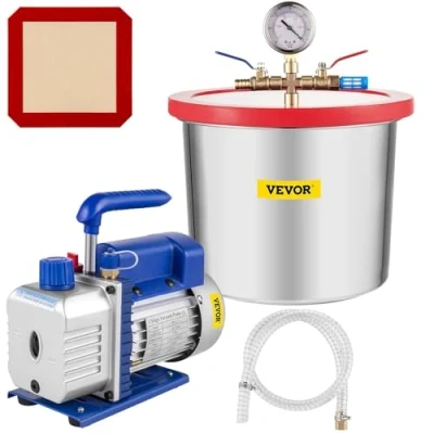 Abbildung von VEVOR 2 Gallonen Vakuumpumpe Vakuumkammer Unterdruckpumpe 4CFM 1/3HP