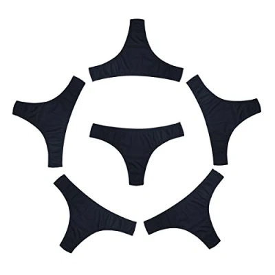 Abbildung von KNITLORD 6er Pack String Tanga Damen Baumwolle Unterhosen Atmungsaktive Unterwäsche Frauen Weich Panties Mehrpack Schwarz L