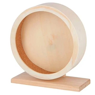 Abbildung von Kerbl Pet 81787 Hamsterlaufrad aus Holz mit geschlossener Lauffläche Kork für sicheren Halt, Durchmesser 22 cm