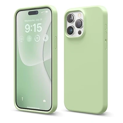 Abbildung von elago Schutzhülle aus Flüssigsilikon, kompatibel mit iPhone 15 Pro Max, Premium Qualität, Rundumschutz [stoßfeste Struktur 4 Schichten], weiches Mikrofaserfutter, Kratzfest (Pastellgrün)