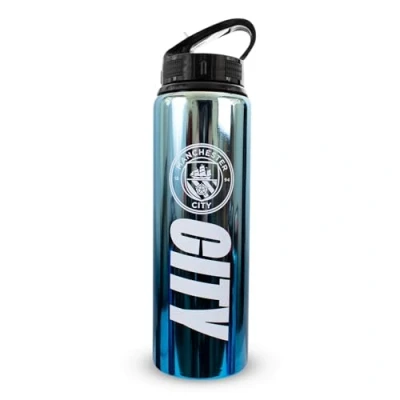Abbildung von Hy Pro Offiziell Lizenziertes Manchester City F.C. 750 ml Aluminium UV Flasche Integrierter Faltstrohhalm, Neochrome Finish, Auslaufsicher, Leichtgewichtig, BPA frei, Man