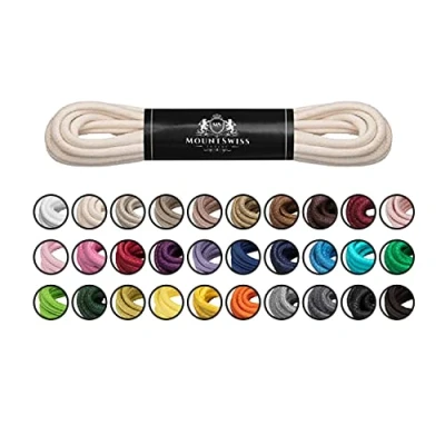 Abbildung von Mount Swiss Luxury Schuhbänder I Wasserabweisende und reißfeste Schnürsenkel rund ø 2 3 mm aus feiner Baumwolle/gewachst Farbe: Dark.Brown, Länge: 75 cm