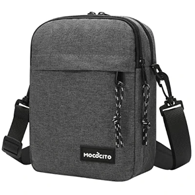 Abbildung von MOCOCITO Umhängetasche, Schultertasche für Herren, Kuriertasche aus Nylon, Messenger Bag Tägliches Leben Reise(Groß Schwarz)