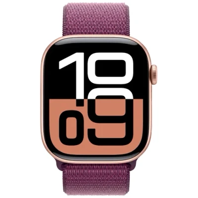 Abbildung von Apple Watch Series 10 46mm Gold (Lilanes Nylon Armband)