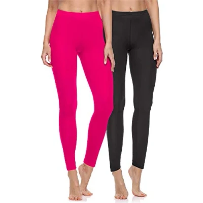 Abbildung von Merry Style 2er Pack Leggings Damen Baumwolle für das ganze Jahr Bequeme Blickdicht Ideal Yoga Sport Gym und Freizeit MS10 198 (Schwarz/Amaranth, XL)