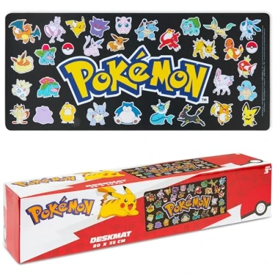 Abbildung von Pokemon Mauspad XXL 80x35 cm Schreibtischunterlage Groß Cooles Pikachu Mousepad Gaming rutschfest Schreibtisch Unterlage PC Gamer Mouse Pad (Schwarz)