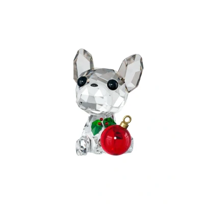 Abbildung von Swarovski Holiday Cheers Mops, Weihnachtliches Ornament mit Schwarzen, Grünen und Klaren Kristallen sowie Roten Goldenen Details