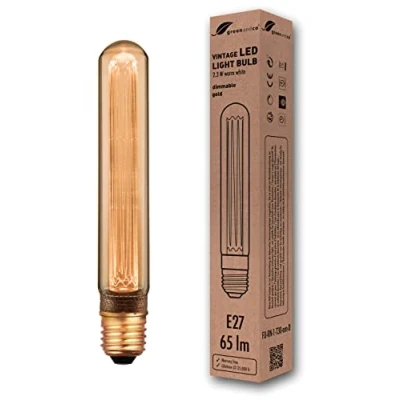 Abbildung von greenandco dimmbare Vintage Design LED Birne zur Stimmungsbeleuchtung E27 T30 gold 2,3W 65lm 1800K extra warmweiß 320 230V flimmerfrei Edison Glühbirne