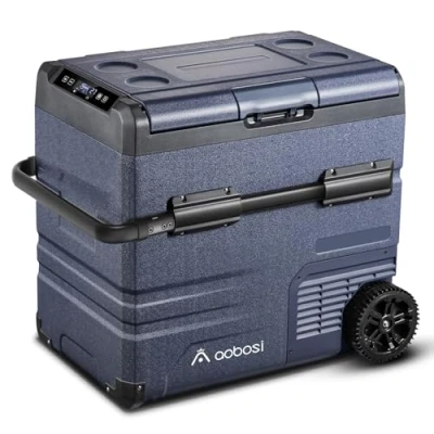 Abbildung von AAOBOSI Kompressor Kühlbox 55L, Auto mit APP, LED Touch, bis 20 C 12v 230v für Camping, LKW, Boot, Reisemobil, Dual Zone Unabhängige Kontrolle