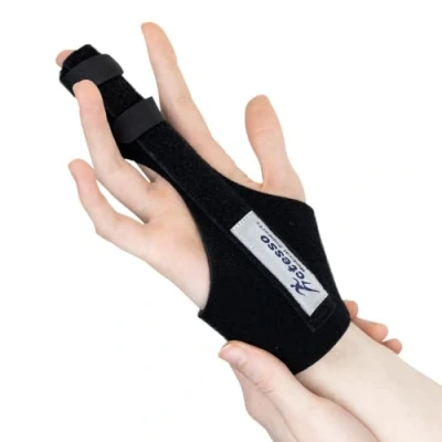 Abbildung von Actesso Verbessert Fingerschiene Unterstützung für Triggerfinger, Hammerfinger, Arthritis, Gebrochener, RSI Mittelfinger Ringfinger Zeigefinger Kleiner Finger (Einheitsgröße, Schwarz)