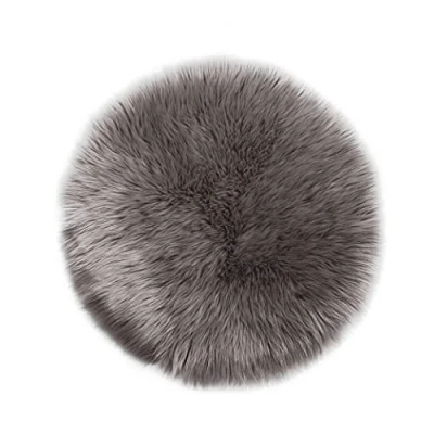 Abbildung von Teppich Wölkchen Flauschiger Hochflor Schlafzimmer Rund Schaffell Kunstfell Lammfell Bettvorleger weicher Fellteppich Rutschfester Kleiner Braun 60cm