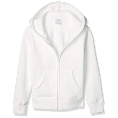 Abbildung von Amazon Essentials Mädchen Fleece Kapuzenpullover mit Reißverschluss, Weiß, 4 Jahre