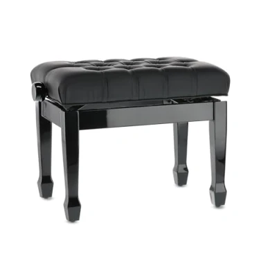 Abbildung von GEWA Pianobank Deluxe XL (Massivholz Klavierbank, Bruchlast von 2 Tonnen, Sitzfläche 62 x 37 cm, präzise Scherenmechanik, Höhe 46 bis 56 cm), Schwarz hochglanz