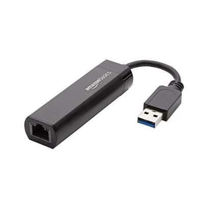 Abbildung von Amazon Basics USB 3.0 auf 10/100/1000 Gigabit Ethernet Internetadapter, Schwarz, 1 Stück