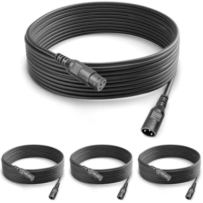 Abbildung von 4Pack Dmx Kabel 5m 3 Pin Cables XLR 4er Set, In Buchse Stecker Polig Anschluss, Lichttechnik Signalkabel