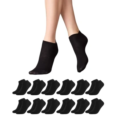 Abbildung von Libella Damensocken Socken Damen 39 42 Schwarz 12Paar Baumwolle Kurze Unisex Söckchen Sportsocken Sneakersocken Halbsocken Schwarze