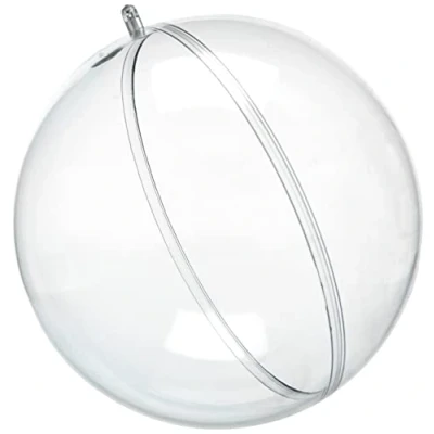 Abbildung von Rayher Plastik Kugel, 2teilig, 16 cm ø, Kunststoff Kugel zum befüllen, transparent, Acrylkugel mit Aufhänge Öse, Dekokugel durchsichtig, Weihnachtskugel zweiteilig, 3946237