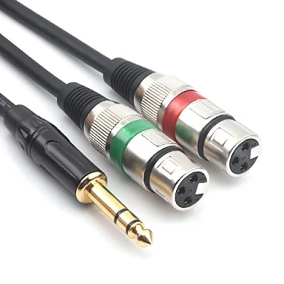 Abbildung von SiYear 6,35 mm (1/4 Zoll) TRS Stecker auf Dual XLR weiblich Mikrofon Stereo Unsymmetrischer Audio Konverter Adapter Y Splitte Kabel (1,5 m)