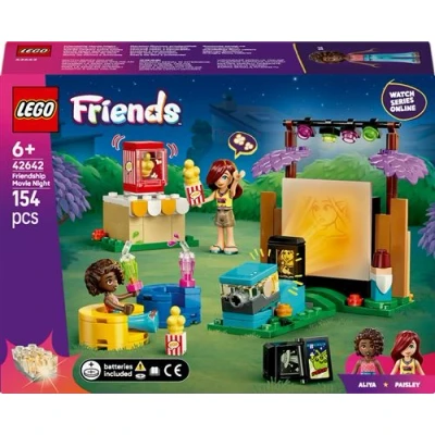 Abbildung von LEGO Friends Filmabend mit Freunden Spielzeug für Mädchen ab 6 Jahren inkl. 2 Mini Puppen, Leinwand und Leuchtstein Projektor Kreatives Bauset 42642