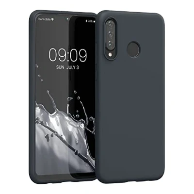 Abbildung von kwmobile Hülle kompatibel mit Huawei P30 Lite weiches TPU Silikon Case Cover geeignet für kabelloses Laden Heidelbeerblau