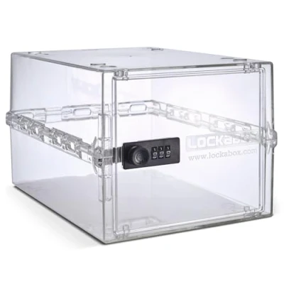 Abbildung von Lockabox One™ Kompakte Abschließbare Box aus Polycarbonat mit Zahlenschloss für mehr Sicherheit zu Hause Ideal Lebensmittel, Medikamente und Technik/Handygefängnis (Kristall)
