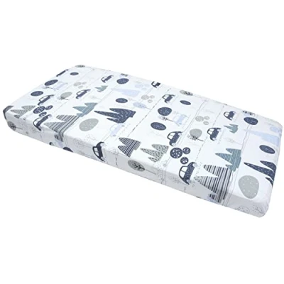 Abbildung von Medi Partners Spannbettlaken 60x120 Baby Bettlaken Kinderbett Spannbetttuch 100% Baumwolle Fitted Kinder Sheet Bettwäsche Babymatratze Schlafsack Babybett (Retro Autos)