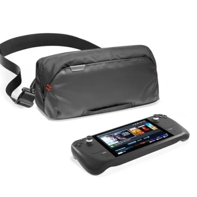 Abbildung von tomtoc Tragetasche für Steam Deck/Steam Deck OLED/ASUS ROG Ally X, Hülle Case Schultertasche Passt Konsole, Ladegerät, Dock, Leicht Herren Tasche Alltag, Reise, Schwarz