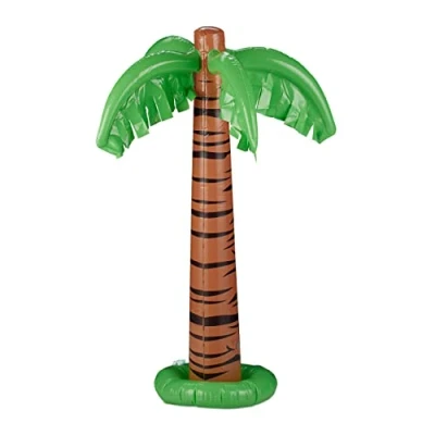 Abbildung von Relaxdays Aufblasbare Palme, coole Pool Deko, Dekopalme zum Aufblasen, sommerliche Partydeko, 80 cm hoch, grün braun, 1 Stück