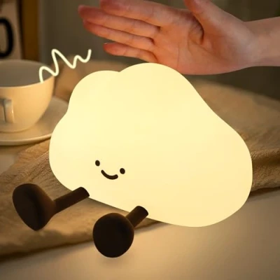 Abbildung von YISUN Silikon Nachtlicht Kinder, Wolke Baby Touch Stilllicht Dimmbar, LED Wolke, Aufladbar Nachtlampe Kinderzimmer, Wolken Geschenk, Handyhalter Licht für Schlafzimmer Büro