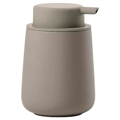 Abbildung von Zone Denmark Nova One Seifenspender fürs Badezimmer, Spender aus Keramik für Handseife/Flüssigseife, Durchm. 8 cm, Höhe 11,5 Fassungsvermögen 250 ml, Taupe