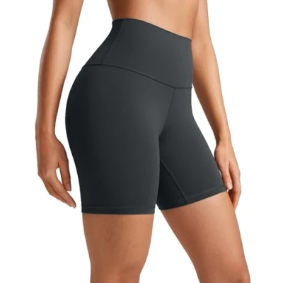 Abbildung von CRZ Yoga Butterluxe Damen Radlerhose Kurze Sporthose High Waist Sommer Shorts Laufshorts Fitness Hose 15cm Melanit 42