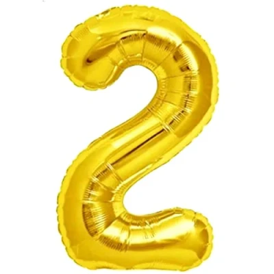 Abbildung von Luftballon 2. Geburtstag Zahl 2 Goldene XXL Riesen Folienballon 100cm Geburtstagsdeko Ballon Deko zum Geburtstag. Fliegt mit Helium.