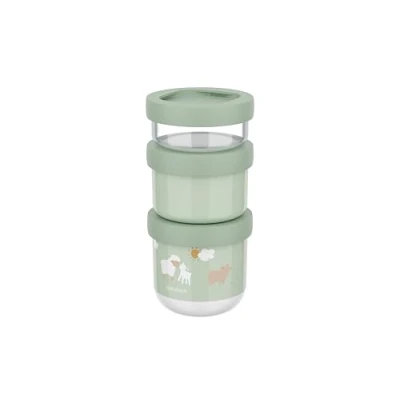 Abbildung von Mepal Snackbox stapelbar 3 teilig Mio Little Dutch Stapeln nach Bedarf Mikrowellen und Gefrierfachgeeignet Auslaufsicher Spülmaschinengeeignet 100 + 175 275 ml Farm
