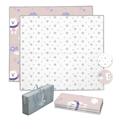 Abbildung von Krabbelmatte Baby Faltbar Spielmatte Kinder Spieldecke 180x200x1.5cm Krabbeldecke Für Babymatte Kindermatte Schaumstoffmatte Kinderteppich Spielteppich Bodenmatte Babygeschenk