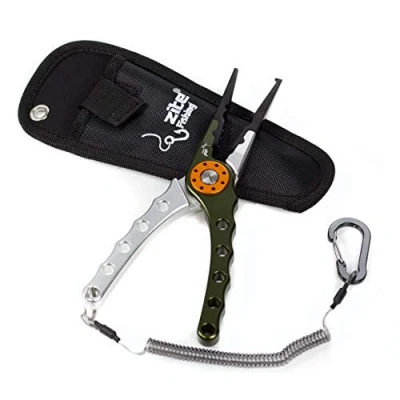 Abbildung von Zite Fishing Multi Angelzange als Angel Werkzeug Sprengring Zange Hakenlöser Schnur Schneider &amp; Mehr mit Tasche