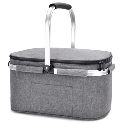Abbildung von ALLCAMP 32L großer Isolierkorb Kühltasche Picknickkorb Isoliertasche Kühlkorb Kühlbox hellgrau