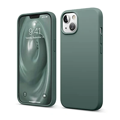 Abbildung von elago Liquid Silicone Case Kompatibel mit iPhone 13 Hülle (6,1&quot;), Hochwertiges Silikon, Rundumschutz Handyhülle : 3 Layer Struktur Schutzhülle, Kratzfestes Weiches Mikrofaserfutter (Nachtgrün)