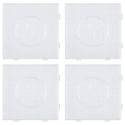 Abbildung von La Manuli 4x Bügelperlen Platten, Steckplatten Set, Stiftplatte Quadrat (14.5 x 14,5 cm), für 5mm Midi Größe Bügelperlen, Transparent