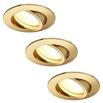 Abbildung von HCFEI LED Einbaustrahler dimmbar matt gold Rund Schwenkbar 5W flach 230V Einbau Spot Strahler Einbauspot 68mm Bohrloch, 120Abstrahlwinkel, Warmweiß 3000K (3er Pack)