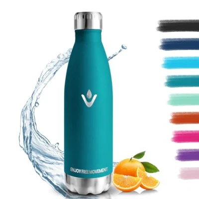 Abbildung von Trinkflasche Edelstahl, Kinder, 500ML BPA frei, Thermosflasche, Wasserflasche Edelstahl Doppelwandig, Kohlensäure Geeignet, Sport für Fitness, Fahrrad, Schule