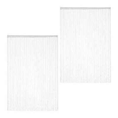 Abbildung von Relaxdays Fadenvorhang weiß, 2er Set, kürzbar, mit Tunneldurchzug, für Türen &amp; Fenster, Fadengardine, 145x245 cm, White