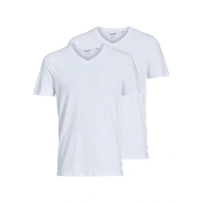Abbildung von Jack &amp; Jones Jacbasic Vneck TEE 2 PACK Unterhemd/shirt, Herren, Größe: Small, White