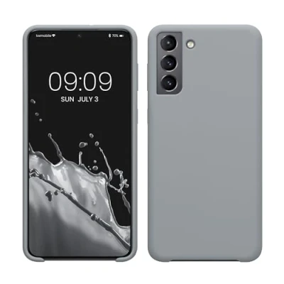 Abbildung von kwmobile Hülle kompatibel mit Samsung Galaxy S21 Plus Silikon Handy Case Handyhülle weiche Oberfläche kabelloses Laden Grau