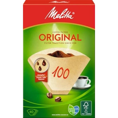Abbildung von Melitta Filtertüten 100, Aromapor Papier, Naturbraun, (40 Stück) 1er Pack, kompatible mit Kaffeekocher