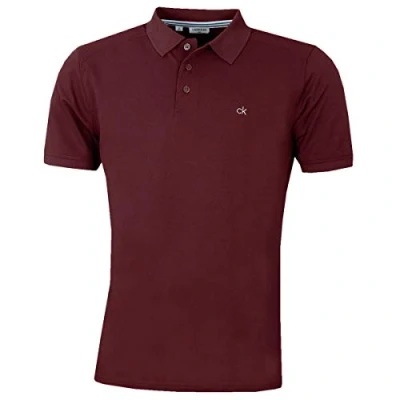 Abbildung von Calvin Klein Herren Campus 3 Knopf Kragen Polo Hemd Burgundy XL