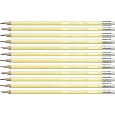 Abbildung von STABILO Bleistift mit Radierer Swano Pastel Härtegrad HB 12er Pack gelb