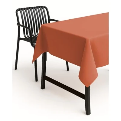 Abbildung von texpot Gartentischdecke 160 x 220 cm oval in Terrakotta mit Leinen Optik Lotuseffekt Fleckschutz Bügelfrei Tischdecke